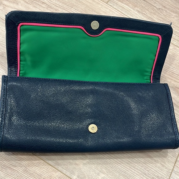 JUICY COUTURE NAVY BLUE LEATHER CLUTCH BAG. DUST BAG INCLUDED - Picture 6 of 13
